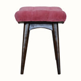 Bokel Home Bench Bethell Curved Stool, Medium - Rose Pink Velvet/Walnut