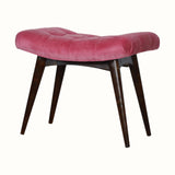 Bokel Home Bench Bethell Curved Stool, Medium - Rose Pink Velvet/Walnut