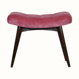 Bokel Home Bench Bethell Curved Stool, Medium - Rose Pink Velvet/Walnut