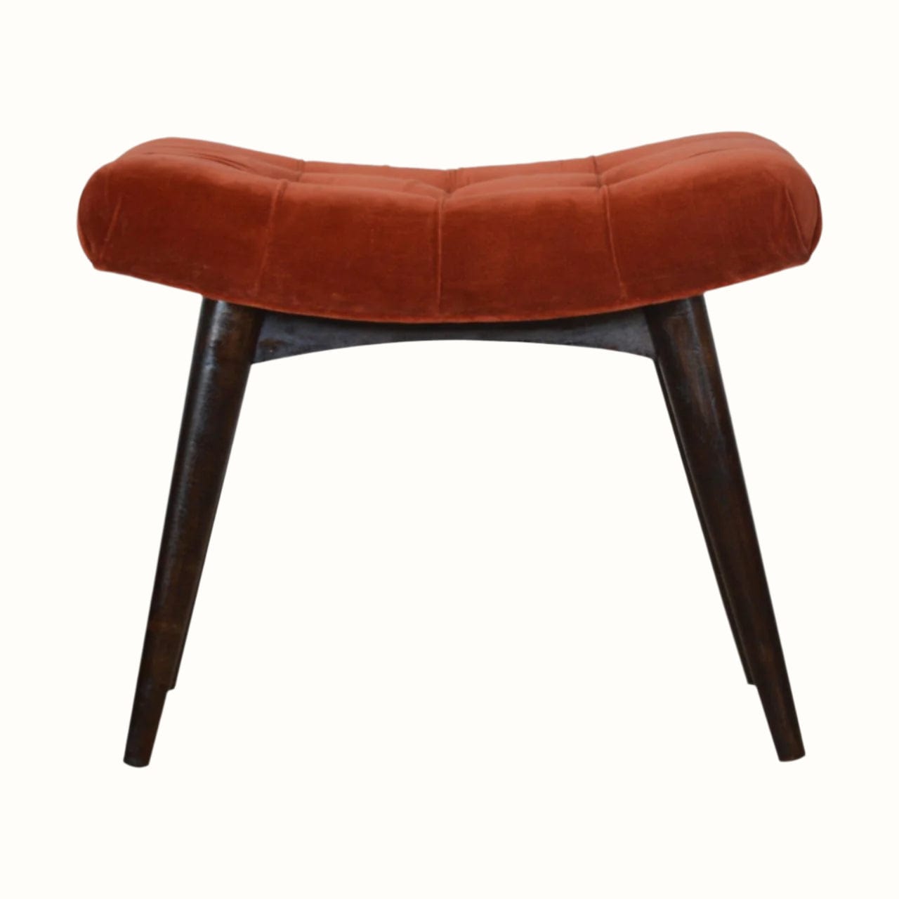 Bokel Home Bench Bethell Curved Stool, Medium - Rust Velvet/Walnut