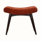 Bokel Home Bench Bethell Curved Stool, Medium - Rust Velvet/Walnut