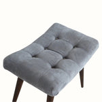 Bokel Home Bench Bethell Curved Stool, Medium - Stone Grey Velvet/Walnut