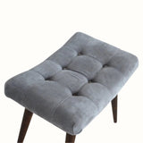 Bokel Home Bench Bethell Curved Stool, Medium - Stone Grey Velvet/Walnut