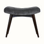 Bokel Home Bench Bethell Curved Stool, Medium - Stone Grey Velvet/Walnut