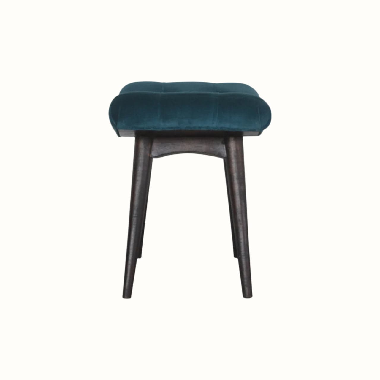 Bokel Home Bench Bethell Curved Stool, Medium - Teal Velvet/Walnut