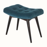 Bokel Home Bench Bethell Curved Stool, Medium - Teal Velvet/Walnut