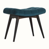 Bokel Home Bench Bethell Curved Stool, Medium - Teal Velvet/Walnut