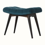 Bokel Home Bench Bethell Curved Stool, Medium - Teal Velvet/Walnut