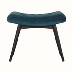 Bokel Home Bench Bethell Curved Stool, Medium - Teal Velvet/Walnut