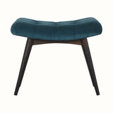 Bokel Home Bench Bethell Curved Stool, Medium - Teal Velvet/Walnut