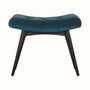 Bokel Home Bench Bethell Curved Stool, Medium - Teal Velvet/Walnut