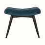 Bokel Home Bench Bethell Curved Stool, Medium - Teal Velvet/Walnut