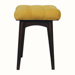 Bokel Home Bench Bethell Curved Stool, Small - Mustard Velvet/Walnut