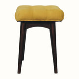 Bokel Home Bench Bethell Curved Stool, Small - Mustard Velvet/Walnut