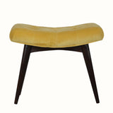 Bokel Home Bench Bethell Curved Stool, Small - Mustard Velvet/Walnut