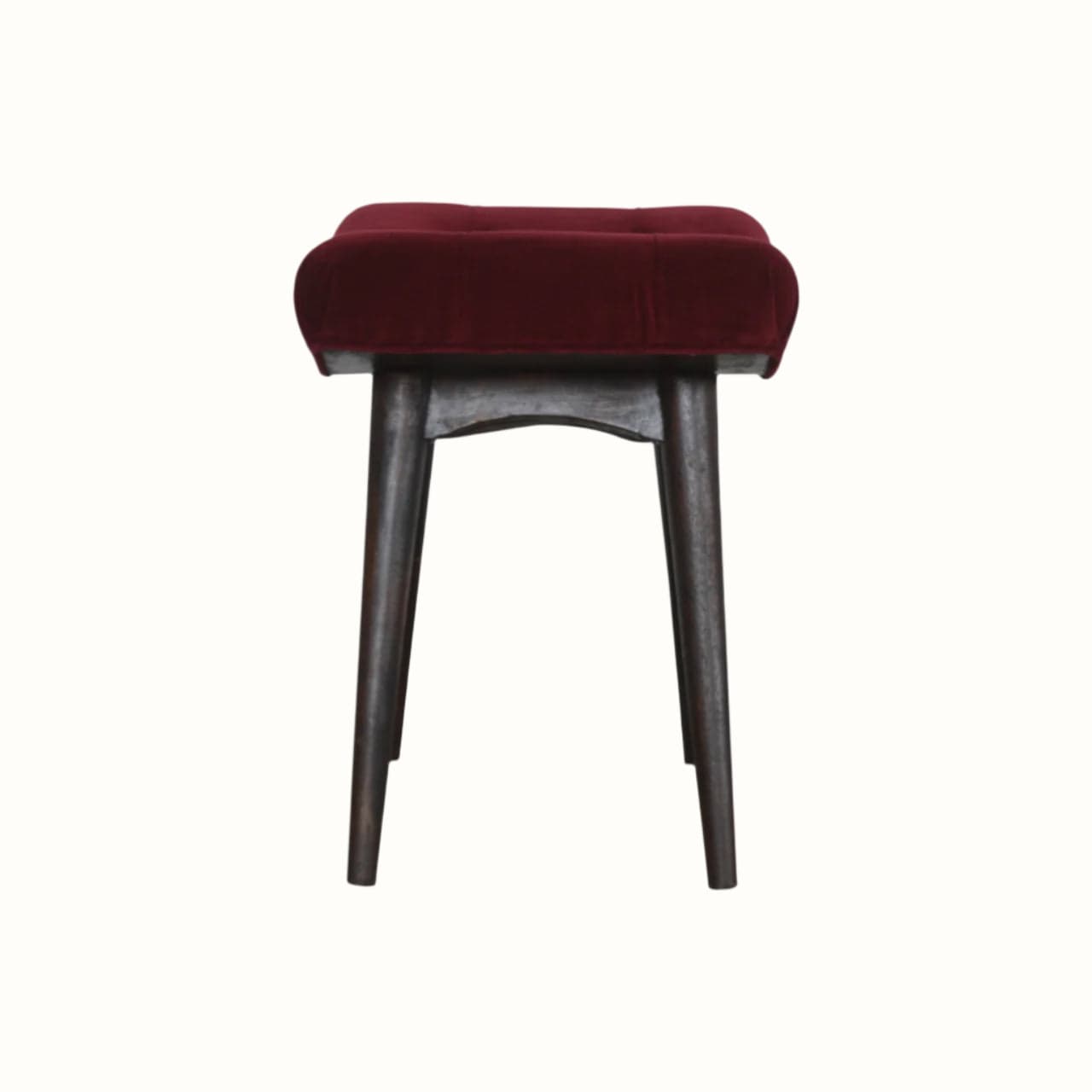 Bokel Home Bench Bethell Curved Stool - Wine Red Velvet/Walnut