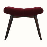 Bokel Home Bench Bethell Curved Stool - Wine Red Velvet/Walnut