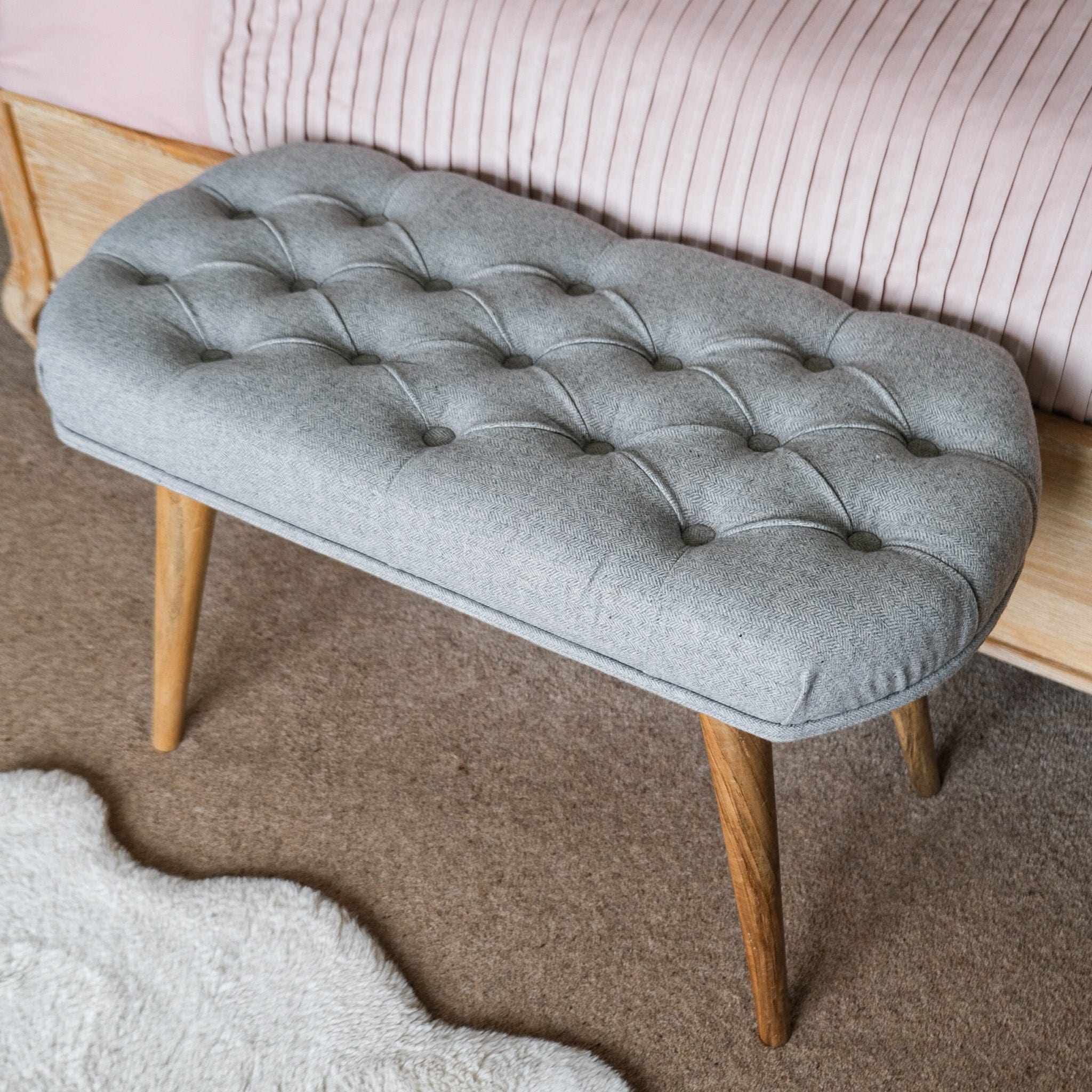 Bokel Home Bench Femia Tweed Bench - Grey/Natural