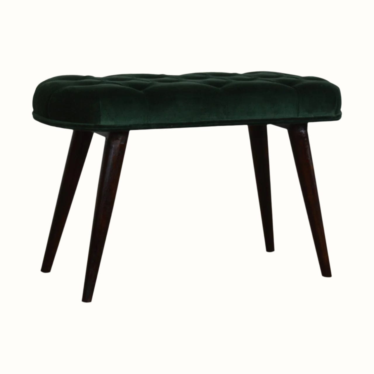 Bokel Home Bench Femia Velvet Bench - Emerald Green/Walnut