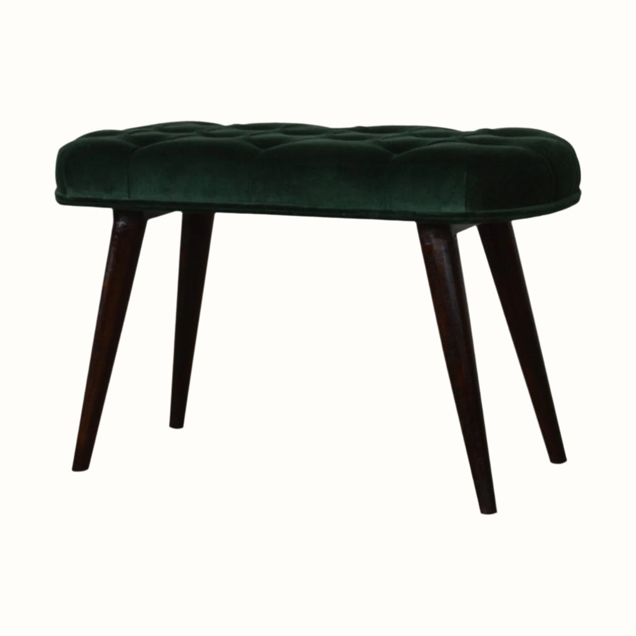 Bokel Home Bench Femia Velvet Bench - Emerald Green/Walnut