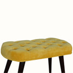 Bokel Home Bench Femia Velvet Bench - Mustard Yellow/Walnut