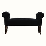 Bokel Home Bench Mineo Velvet Bench - Black/Walnut