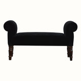 Bokel Home Bench Mineo Velvet Bench - Black/Walnut