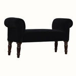 Bokel Home Bench Mineo Velvet Bench - Black/Walnut