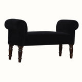 Bokel Home Bench Mineo Velvet Bench - Black/Walnut