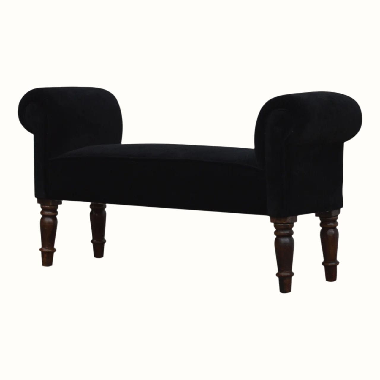 Bokel Home Bench Mineo Velvet Bench - Black/Walnut