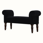Bokel Home Bench Mineo Velvet Bench - Black/Walnut