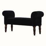 Bokel Home Bench Mineo Velvet Bench - Black/Walnut