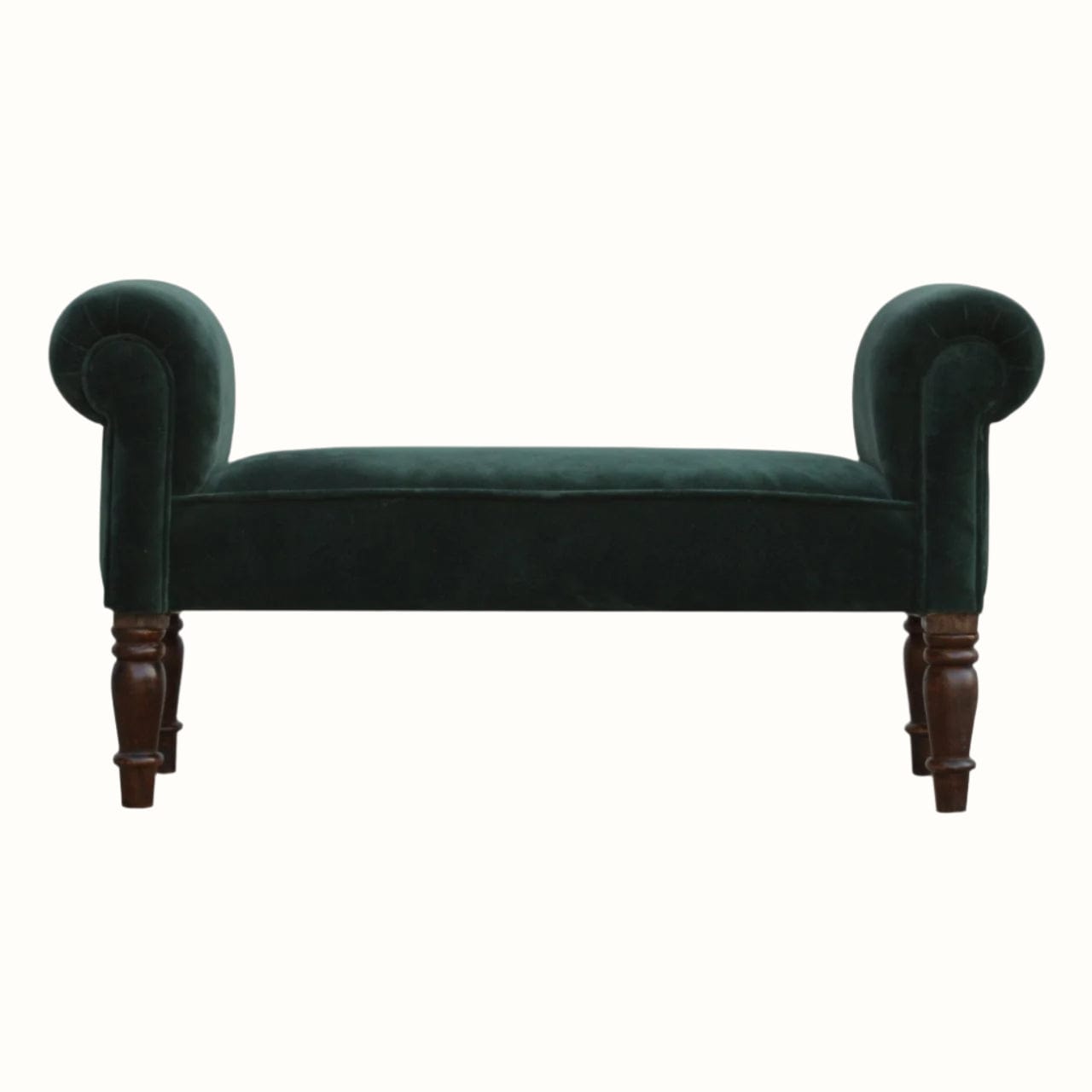 Bokel Home Bench Mineo Velvet Bench - Forest Green/Walnut