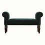 Bokel Home Bench Mineo Velvet Bench - Forest Green/Walnut