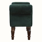 Bokel Home Bench Mineo Velvet Bench - Forest Green/Walnut