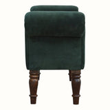 Bokel Home Bench Mineo Velvet Bench - Forest Green/Walnut
