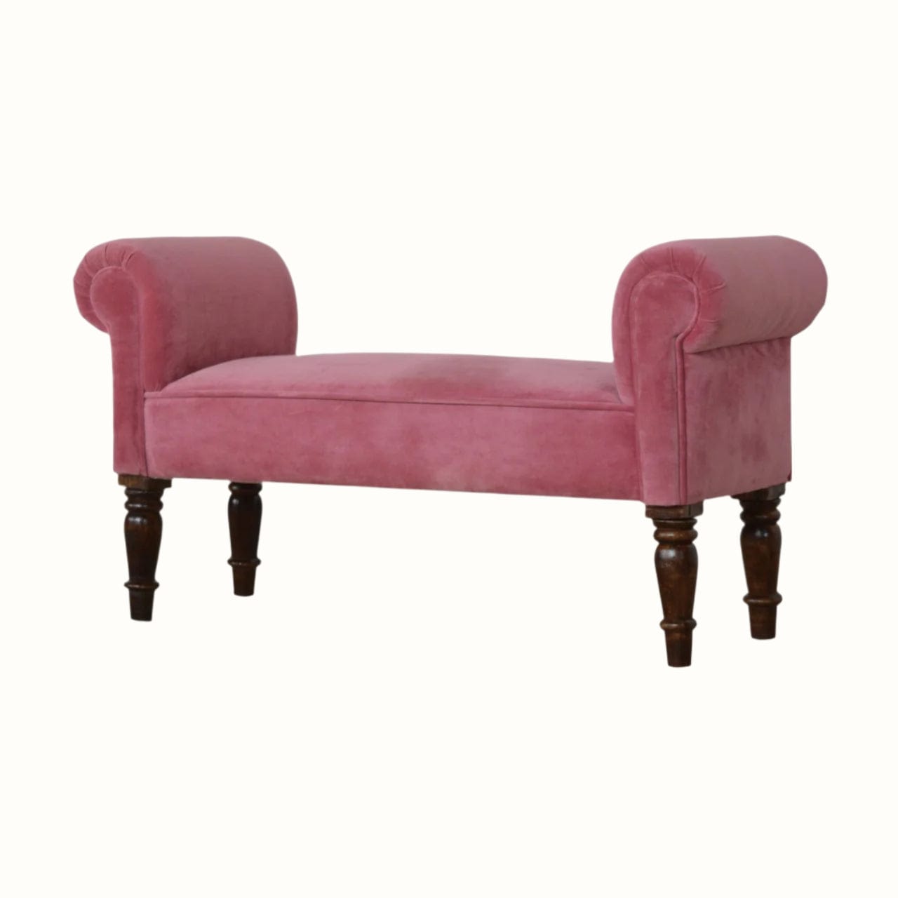 Bokel Home Bench Mineo Velvet Bench - Rose Pink/Walnut