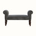 Bokel Home Bench Mineo Velvet Bench - Stone Grey/Walnut