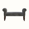 Bokel Home Bench Mineo Velvet Bench - Stone Grey/Walnut