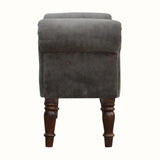 Bokel Home Bench Mineo Velvet Bench - Stone Grey/Walnut