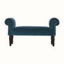 Bokel Home Bench Mineo Velvet Bench - Teal/Walnut