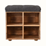 Bokel Home Bench Oliver Shoe Storage Bench, Small - Black Tweed/Natural