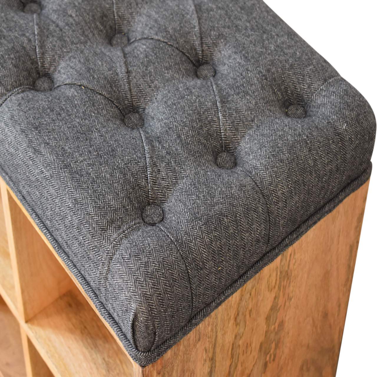 Bokel Home Bench Oliver Shoe Storage Bench, Small - Black Tweed/Natural