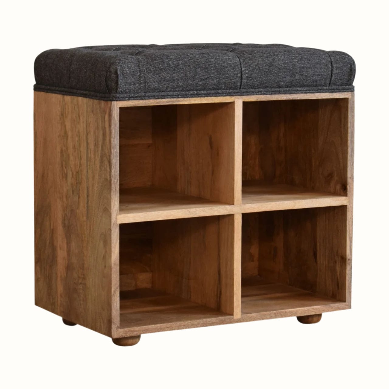Bokel Home Bench Oliver Shoe Storage Bench, Small - Black Tweed/Natural