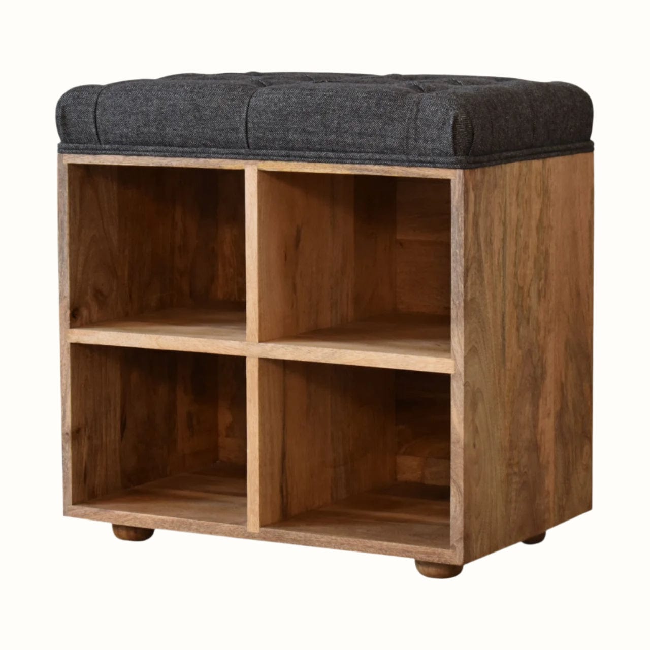 Bokel Home Bench Oliver Shoe Storage Bench, Small - Black Tweed/Natural