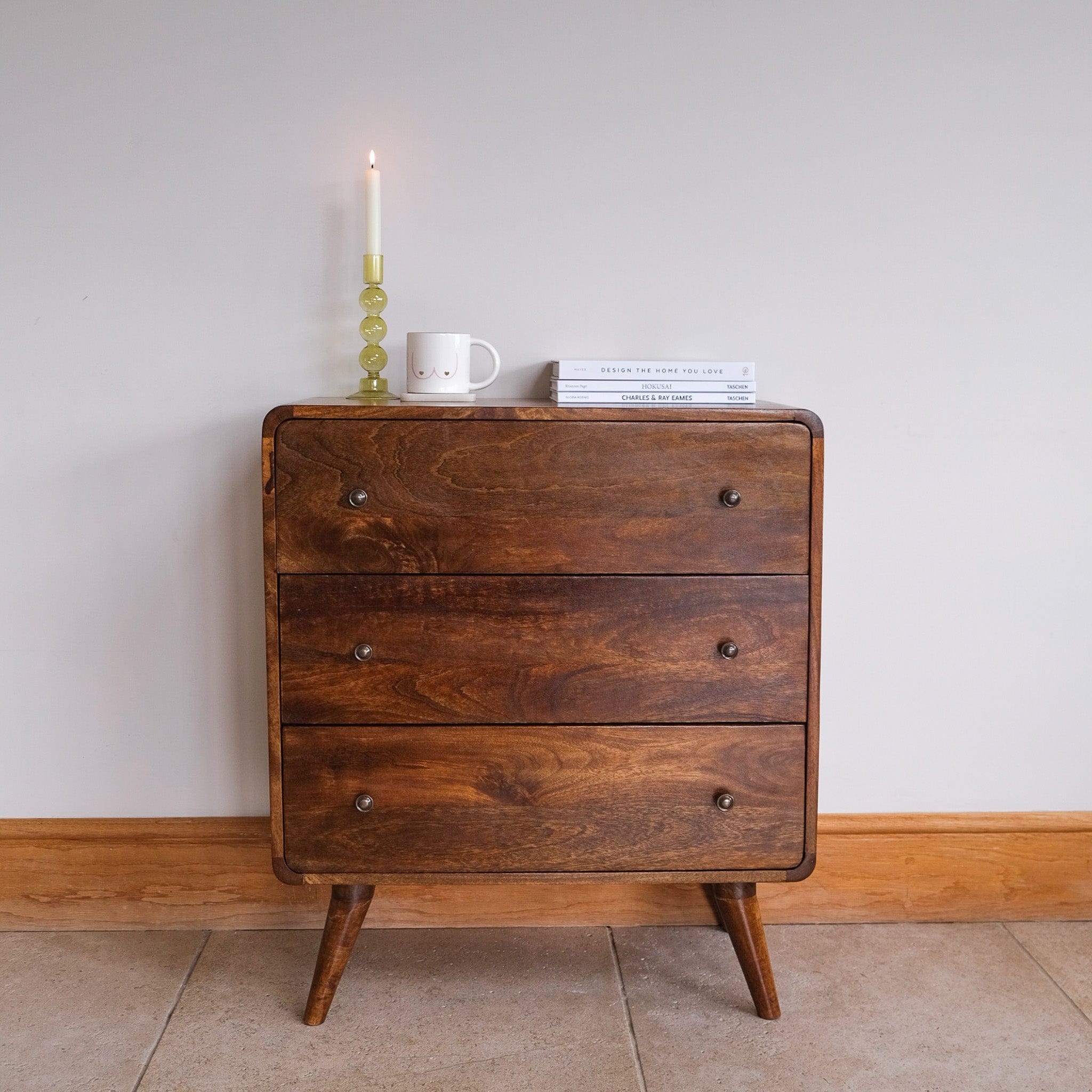 Bokel Home Chest of Drawers Hamade Chest of 3 Drawers, Medium - Chestnut