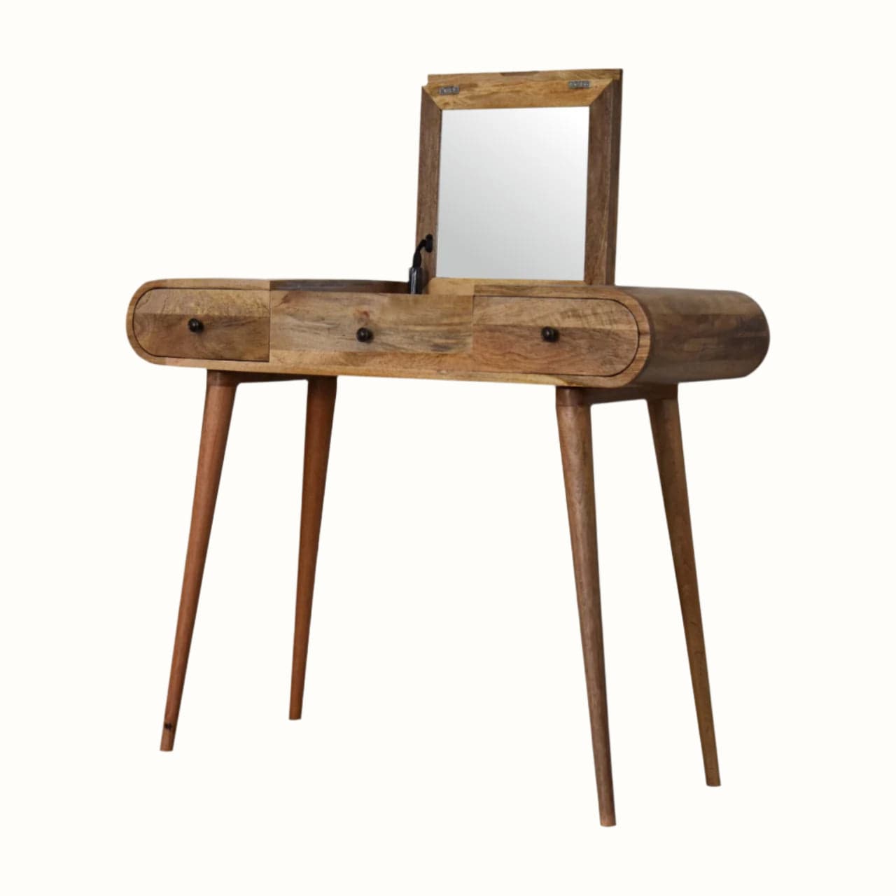 Bokel Home Dressing Tables Merrill Dressing Table with Foldable Mirror, Medium - Natural