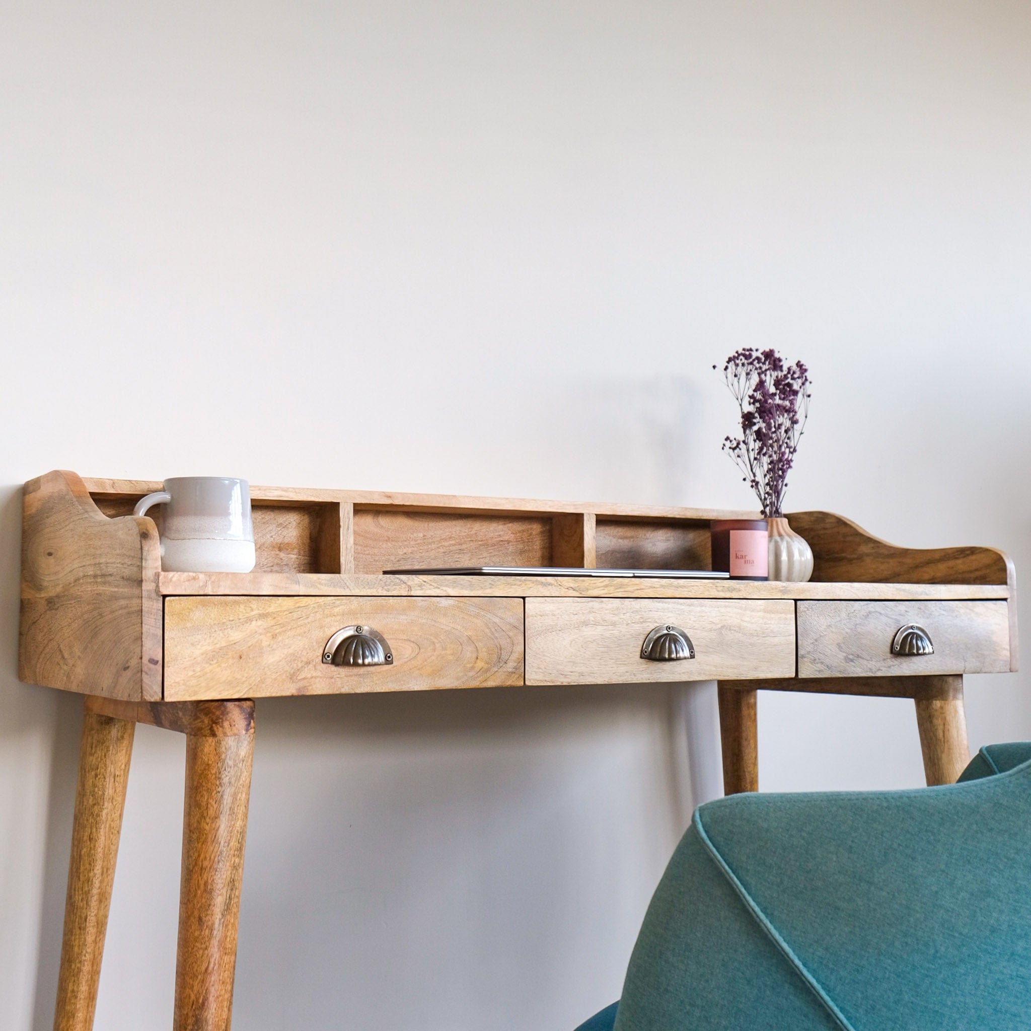 Bokel Home Ellis 3 Drawer Writing Desk - Natural