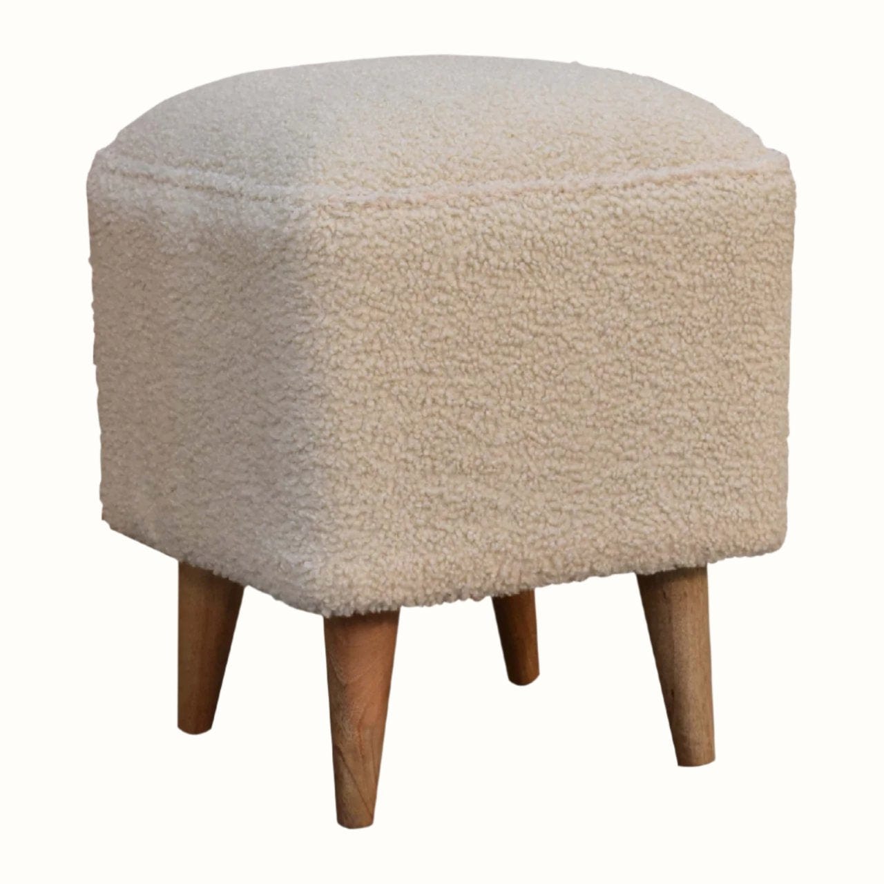 Bokel Home Footstools Boren Cream Bouclé Cube Footstool