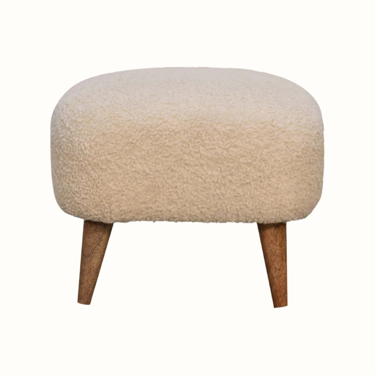 Bokel Home Footstools Boren Cream Bouclé Footstool